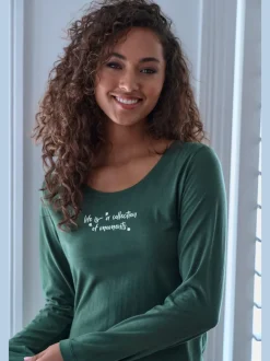Haut de pyjama t-shirt à manches longues s.oliver avec imprimé devant