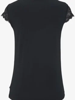 Haut de pyjama t-shirt manches chauve-souris en dentelle