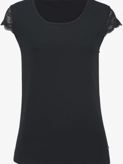 Haut de pyjama t-shirt manches chauve-souris en dentelle
