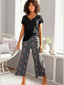 Haut de pyjama t-shirt à manches courtes avec encolure ronde