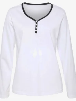 Haut de pyjama t-shirt à manches longues avec encolure en v arrondie