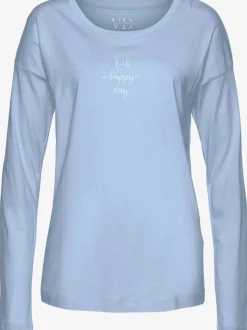 Haut de pyjama t-shirt à manches longues avec imprimé devant