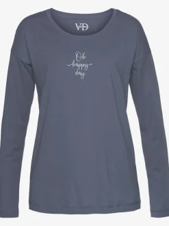 Haut de pyjama t-shirt à manches longues avec imprimé devant