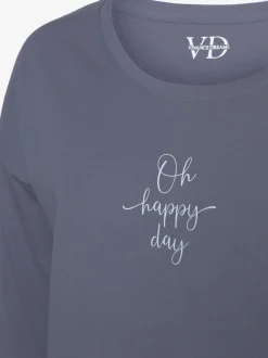 Haut de pyjama t-shirt à manches longues avec imprimé devant