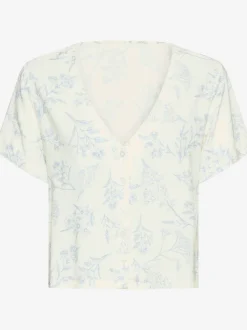 Haut de pyjama t-shirt à manches courtes avec patte de boutonnage