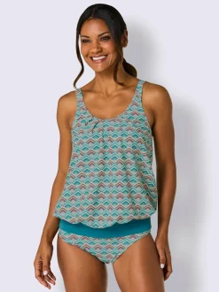 Haut de tankini ample avec motif graphique et bretelles réglables
