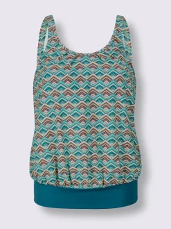 Haut de tankini ample avec motif graphique et bretelles réglables