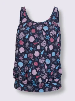 Haut de tankini ample avec motif floral et bretelles réglables