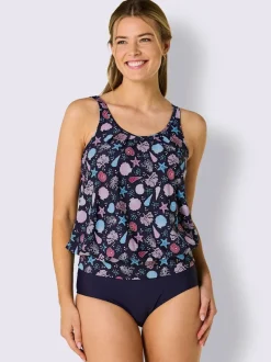 Haut de tankini ample avec motif floral et bretelles réglables