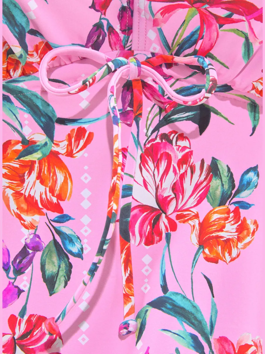 Haut de tankini à armatures imprimé floral avec encolure V