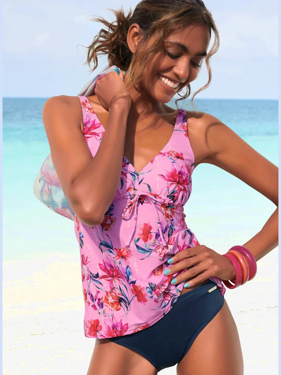 Haut de tankini à armatures imprimé floral avec encolure V