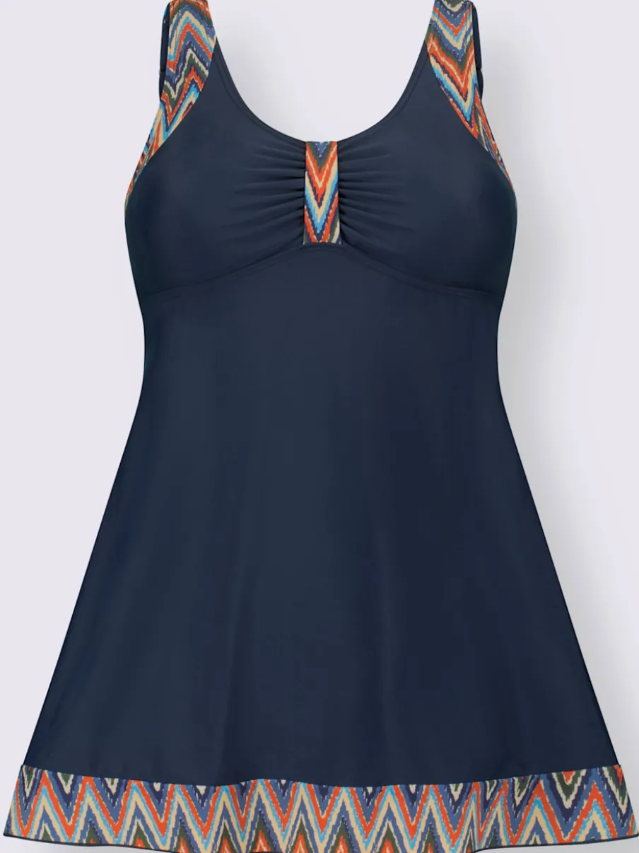 Haut de tankini avec bride décorative et fronces.