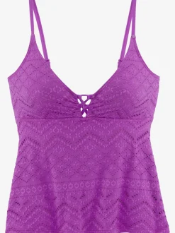 Haut de tankini avec laçage décoratif et bonnets amovibles