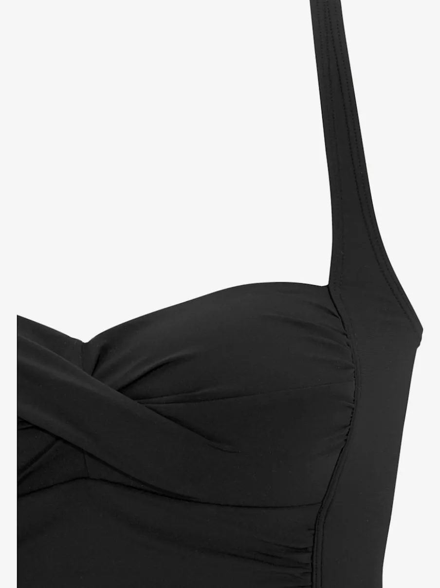 Haut de tankini à bretelles réglables avec finition plissée