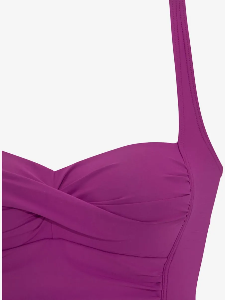 Haut de tankini à bretelles réglables avec finition plissée