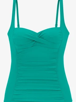 Haut de tankini à bretelles réglables avec finition plissée