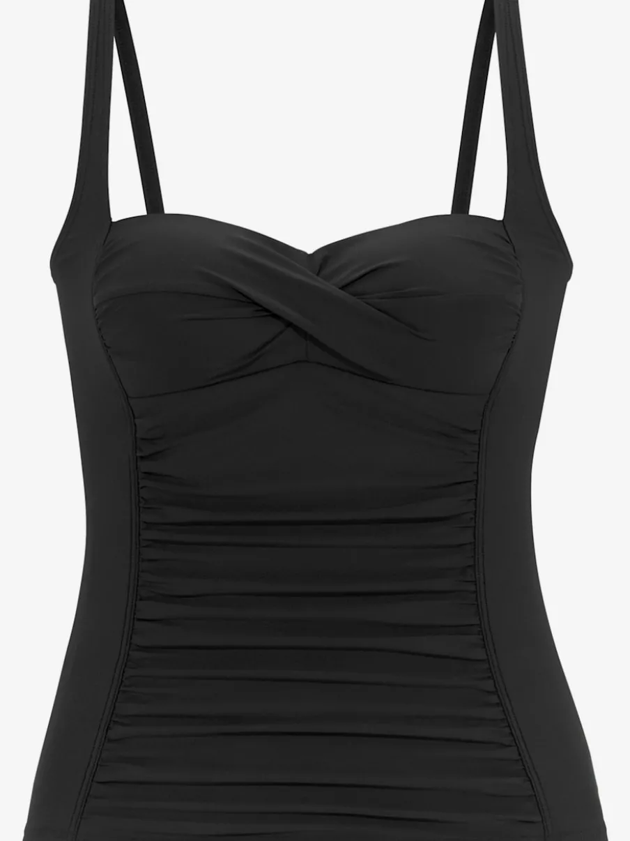 Haut de tankini à bretelles réglables avec finition plissée