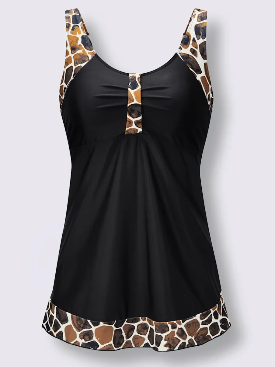 Haut de tankini à encolure en V avec motifs animaux