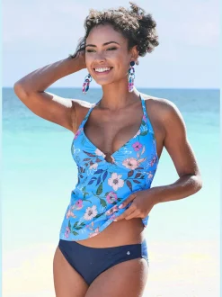 Haut de tankini à fleurs avec bretelles ajustables