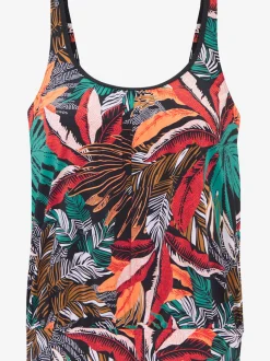 Haut de tankini imprimé feuilles tendance avec détails contrastés