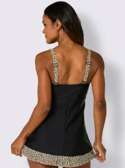Haut de tankini évasé à motifs animaliers élégants.