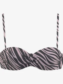 Hauts de bikini à armatures imprimé zébré et froncé
