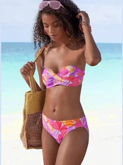 Hauts de bikini bandeau à armatures imprimé coloré amovibles