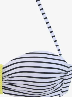 Hauts de bikini bandeau rayés avec détails contrastés tressés