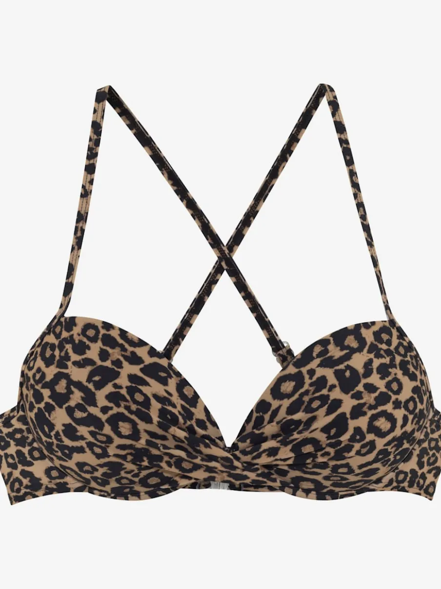 Hauts de bikini push-up à imprimé léopard réglables