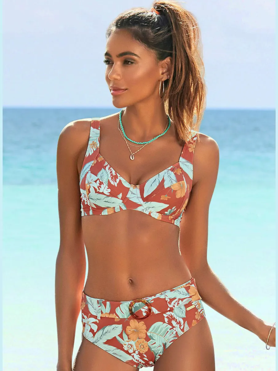 Hauts de maillot de bain à armatures à imprimé tropical