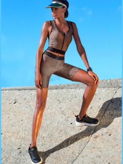 Hauts techniques courts avec glissière et ceinture élastique