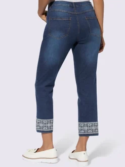 Jean 7/8 avec broderie et ceinture gainante intégrée