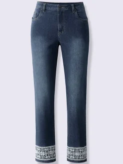 Jean 7/8 avec broderie et ceinture gainante intégrée