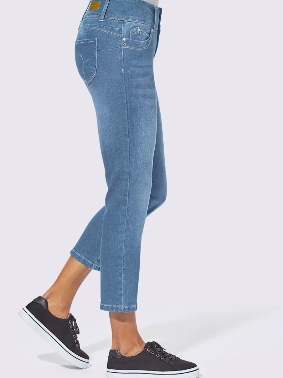 Jean 7/8 avec ceinture gainante et empiècement au dos
