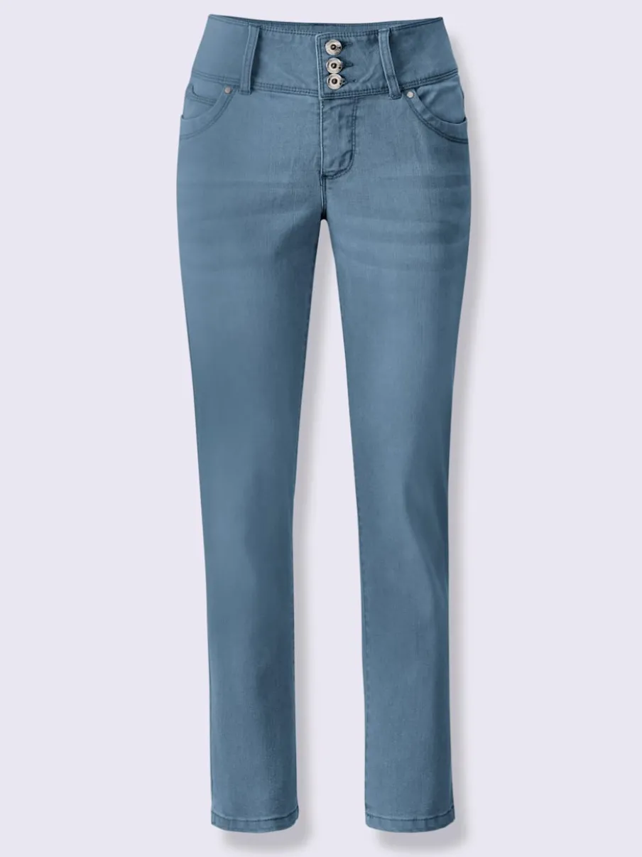 Jean 7/8 avec ceinture gainante et empiècement au dos