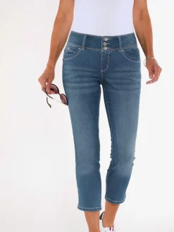 Jean 7/8 avec ceinture gainante et empiècement au dos