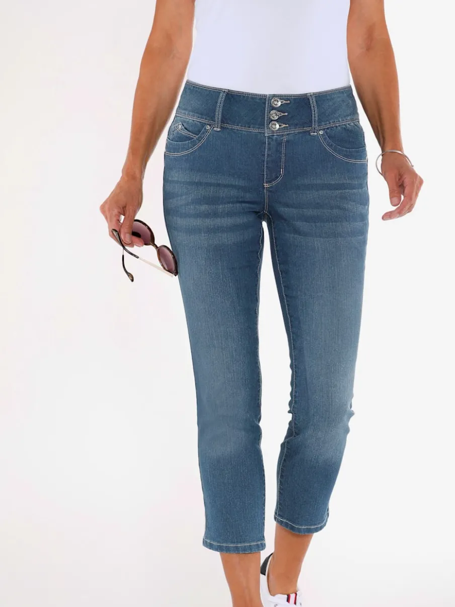 Jean 7/8 avec ceinture gainante et empiècement au dos