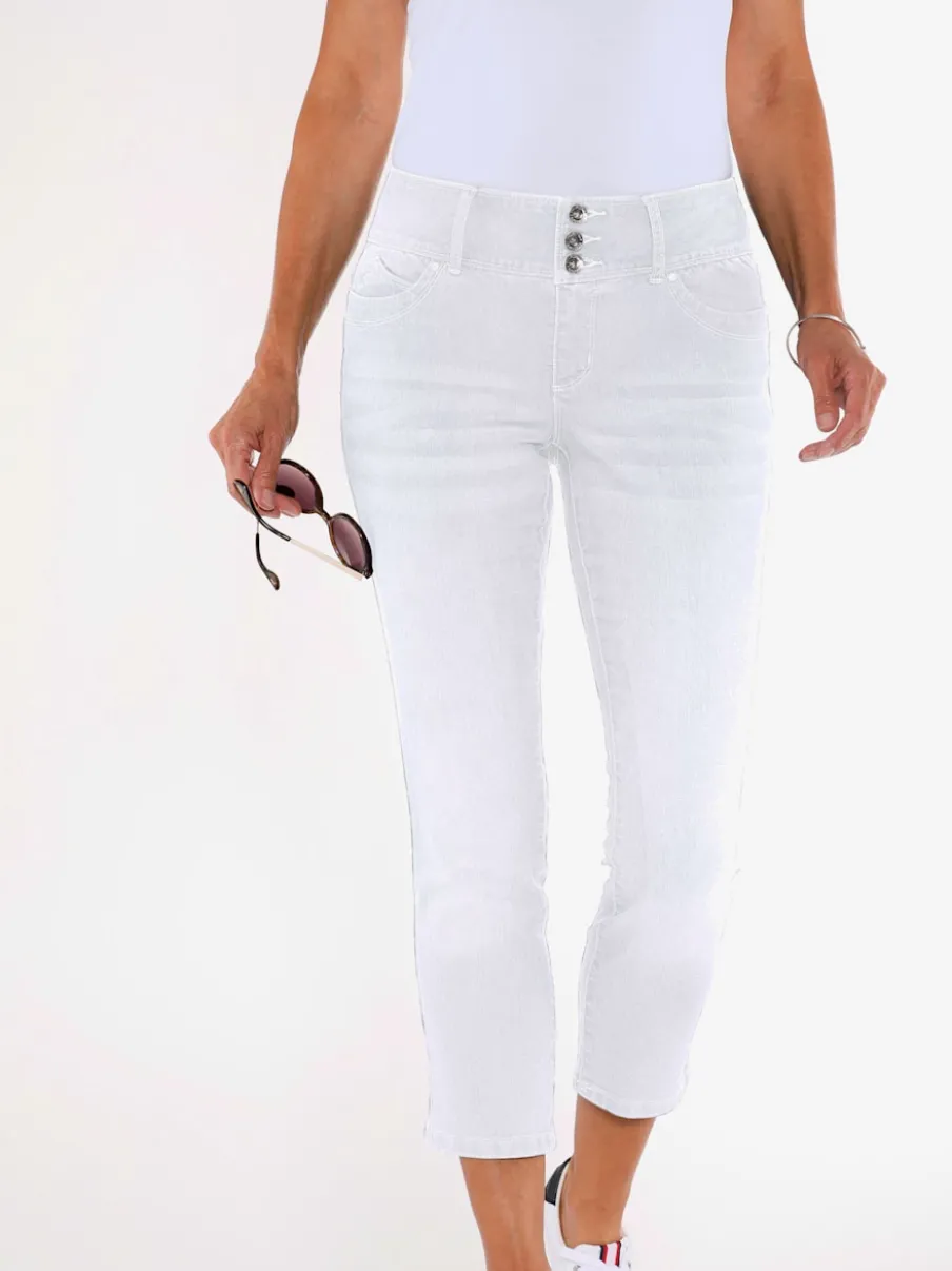 Jean 7/8 avec ceinture gainante et empiècement au dos