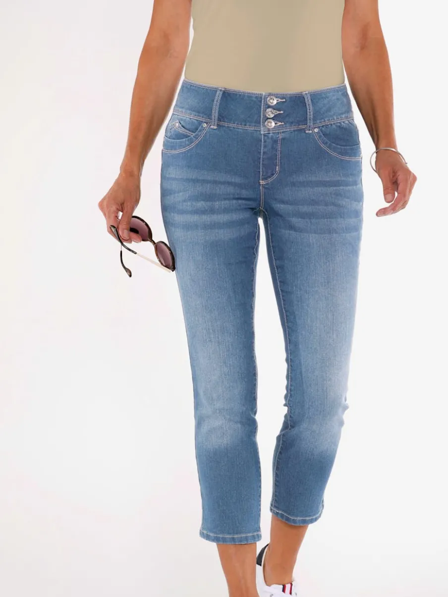 Jean 7/8 avec ceinture gainante et empiècement au dos