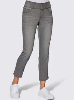Jean 7/8 avec ceinture gainante et empiècement au dos