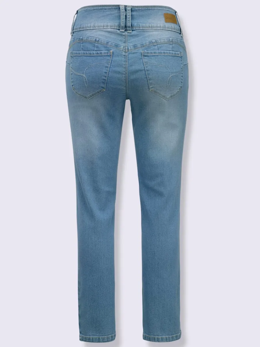 Jean 7/8 avec ceinture gainante et empiècement au dos