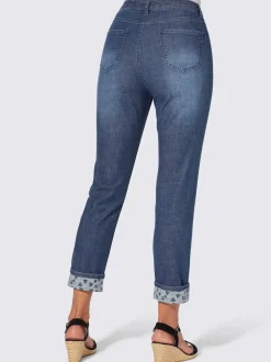 Jean 7/8 avec ceinture gainante et empiècements motif cœur