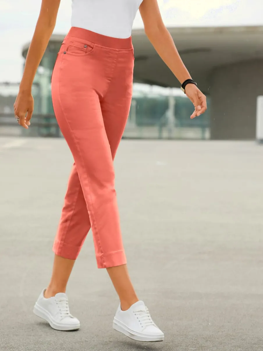 Jean 7/8 avec ceinture intérieure élastique et 5 poches