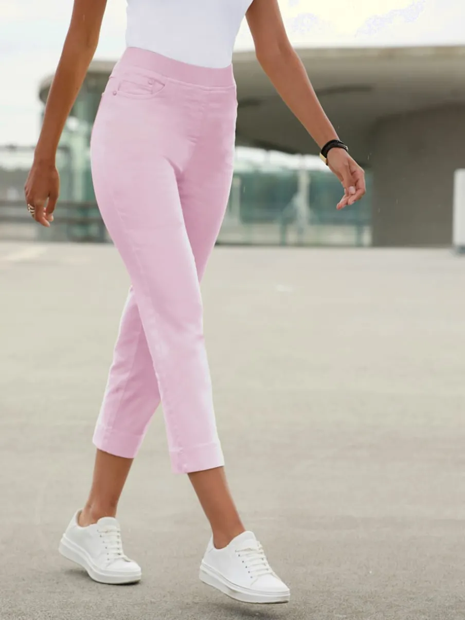 Jean 7/8 avec ceinture intérieure élastique et 5 poches
