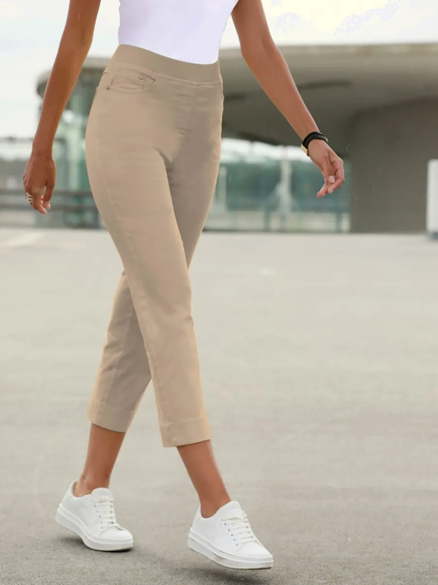 Jean 7/8 avec ceinture intérieure élastique et 5 poches