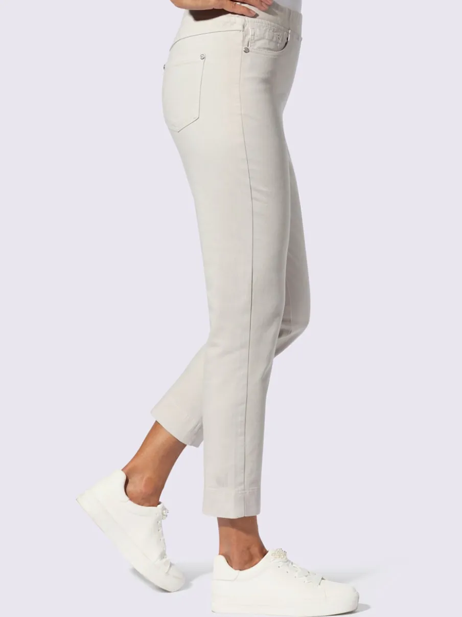 Jean 7/8 avec ceinture intérieure élastique et 5 poches