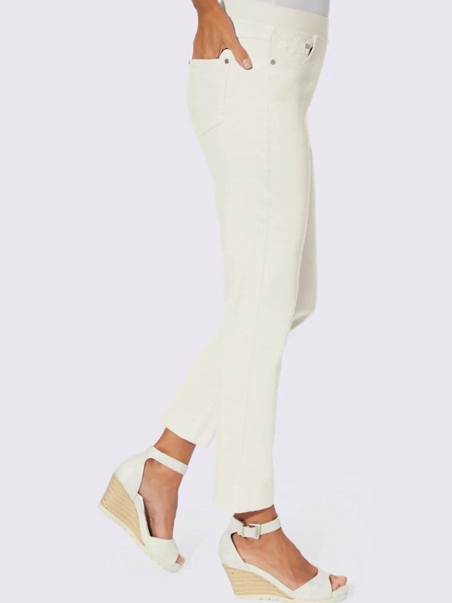 Jean 7/8 avec ceinture intérieure élastique et 5 poches