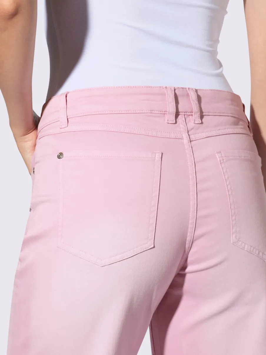 Jean 7/8 avec jambes larges et style usé trendy