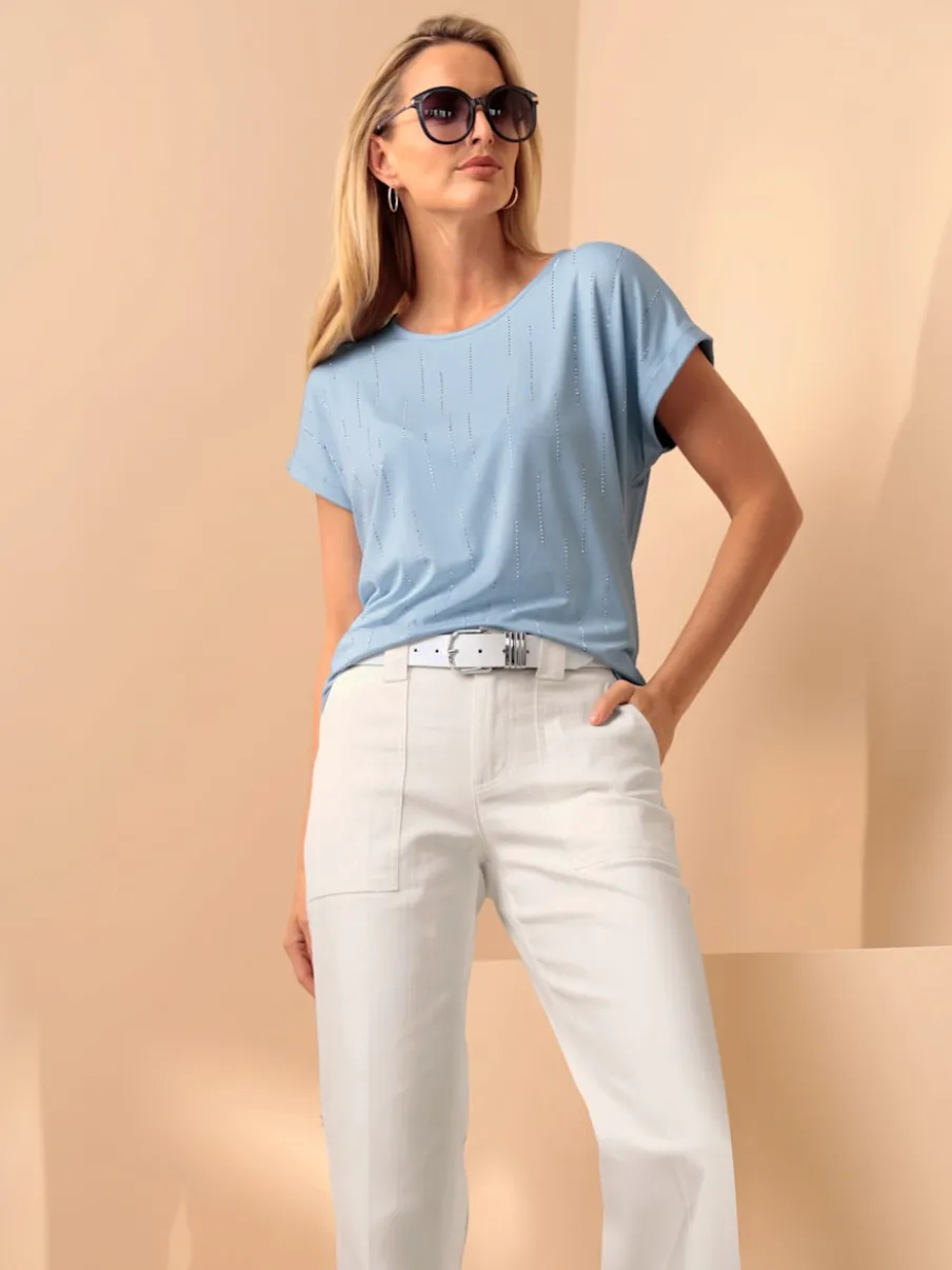 Jean bootcut avec poches plaquées et plis flatteurs