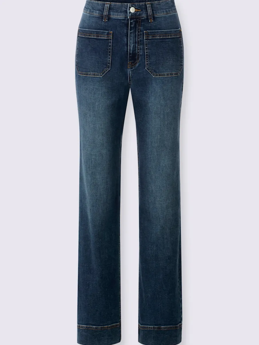 Jean bootcut doux extensible taille haute à poches